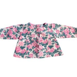 Vintage 90s VIVO baby Girls Floral Button Up Cardigan 12 month PinkRoses‎